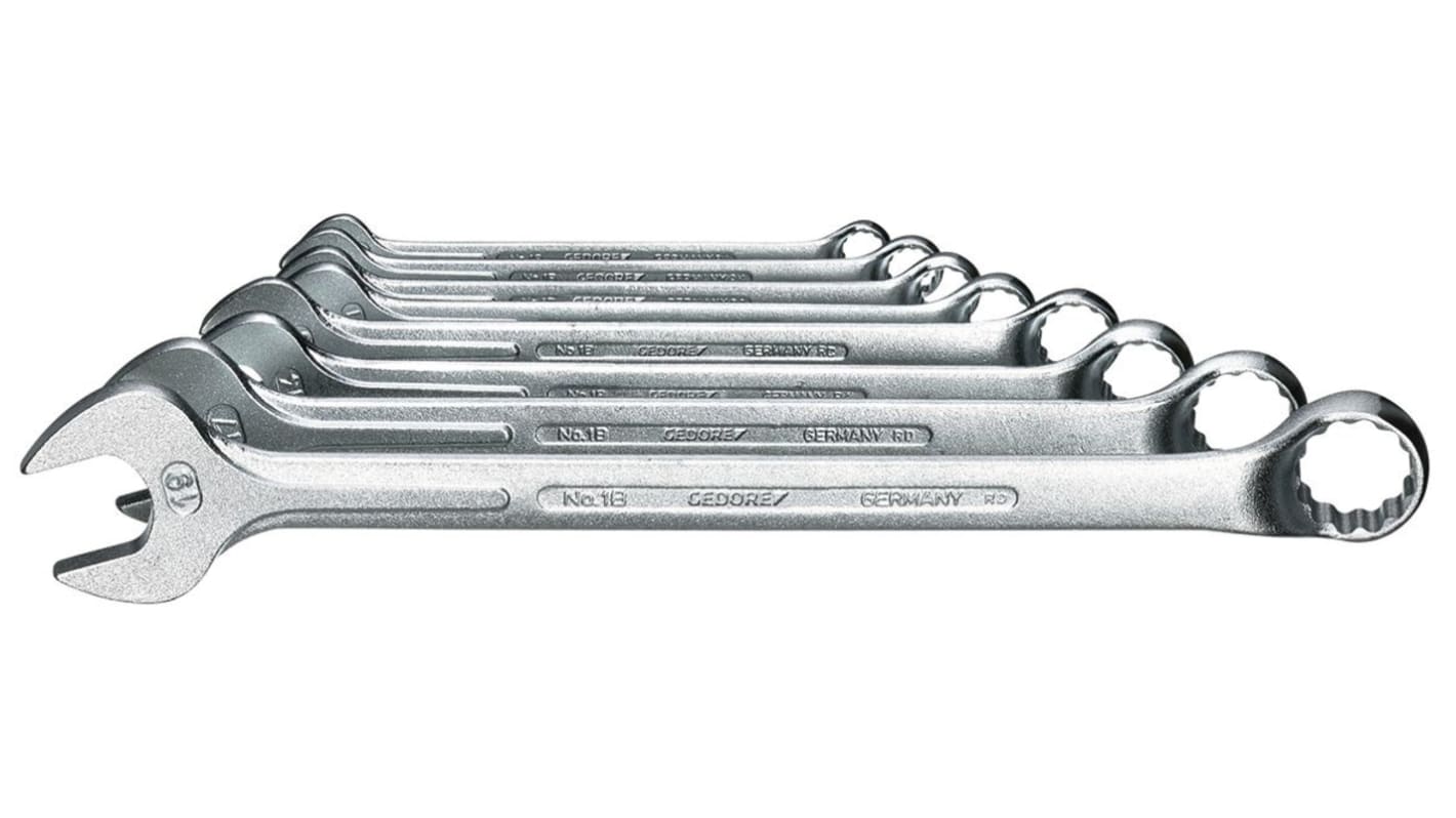 Gedore 1 B Series 8-Piece Spanner Set, 9 → 19 mm, Vanadium Steel