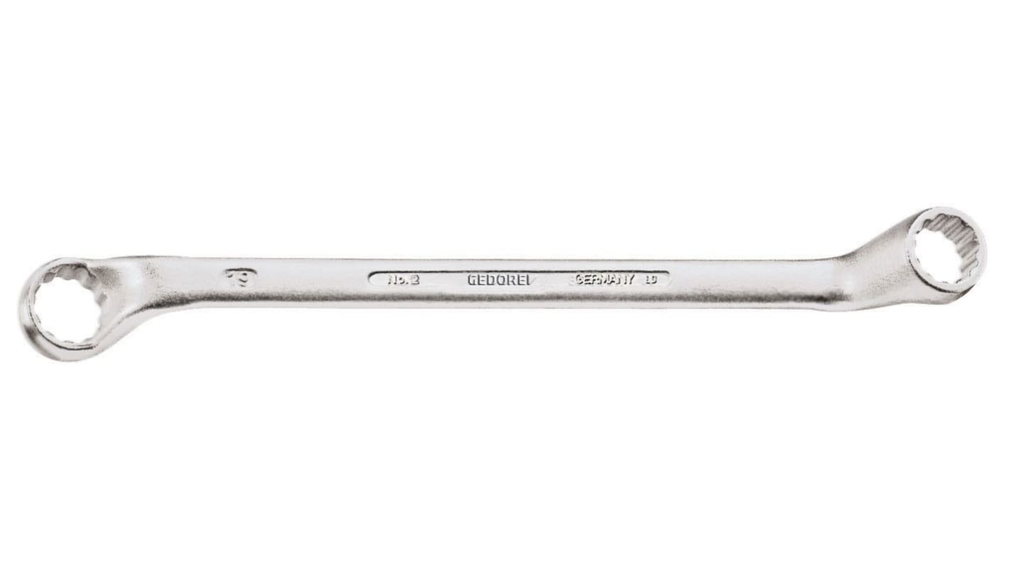 Gedore, SW 18 x 19 mm Abgewinkelter Ringschlüssel doppelseitig Vanadium Stahl , Länge 265 mm
