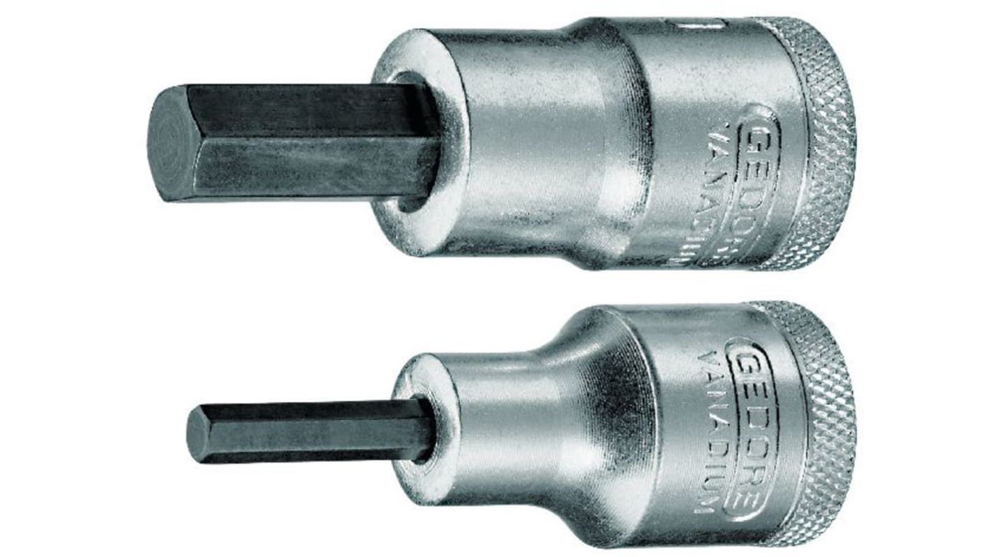 Gedore Hexagon Screwdriver Bit, 8 mm Tip, 1/2 in Drive, Hex Drive, 60 mm Overall