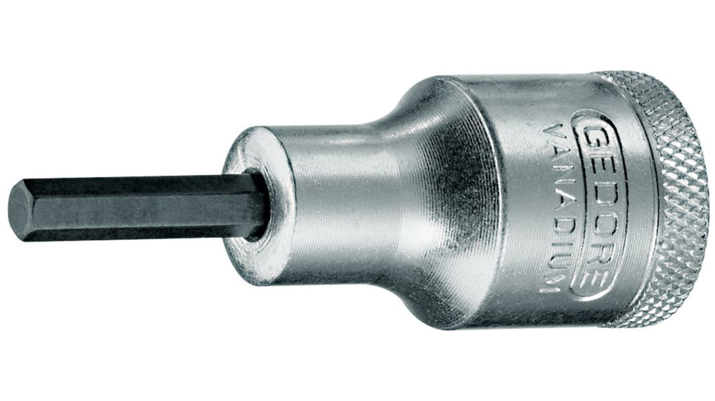 Gedore Hexagon Screwdriver Bit, 10 mm Tip, 1/2 in Drive, Hex Drive, 60 mm Overall