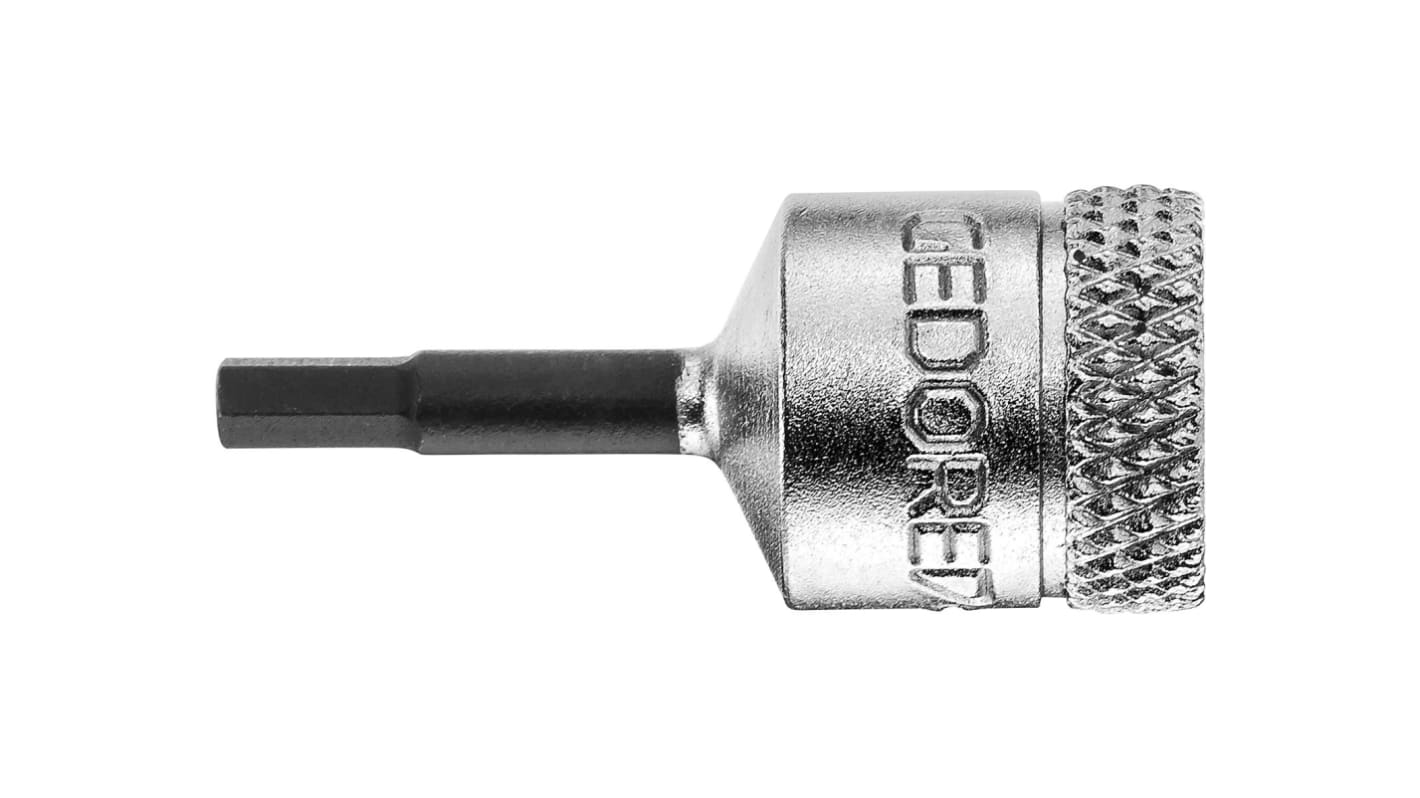 Gedore Hexagon Screwdriver Bit, 3 mm Tip, 1/4 in Drive, Square Drive, 28 mm Overall