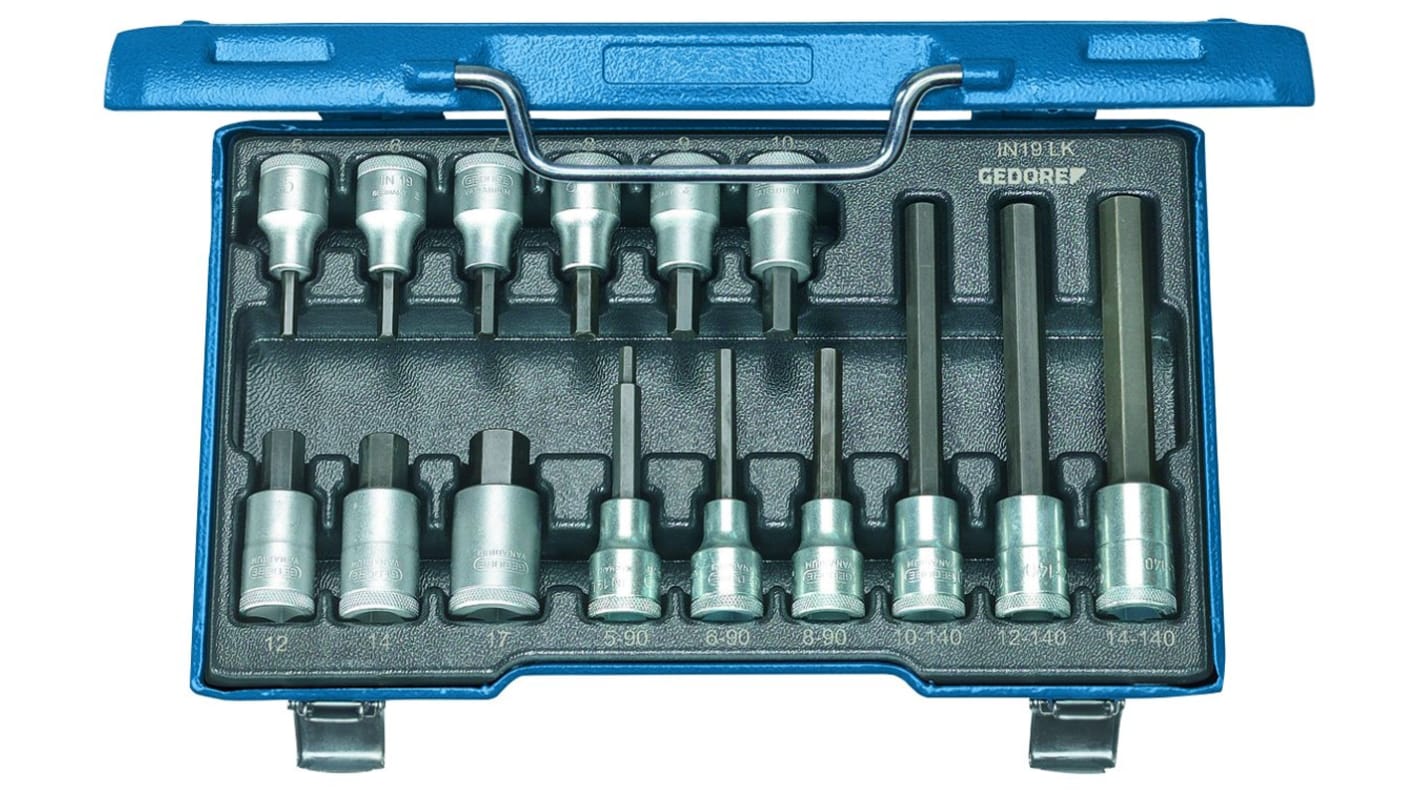 Zestaw końcówek do wkrętaka Sześciokątny l. elementów: 15 rozmiar: Hex 5, Hex 6, Hex 7, Hex 8, Hex 9, Hex 10, Hex 12,