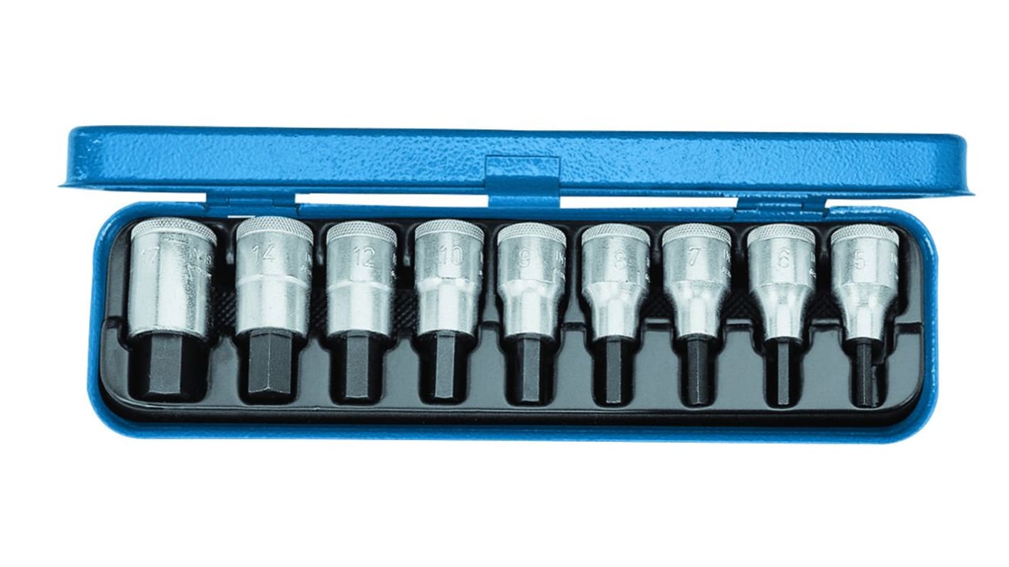 Gedore 9-Piece Metric 1/2 in Bit Socket Set , Hex Bit