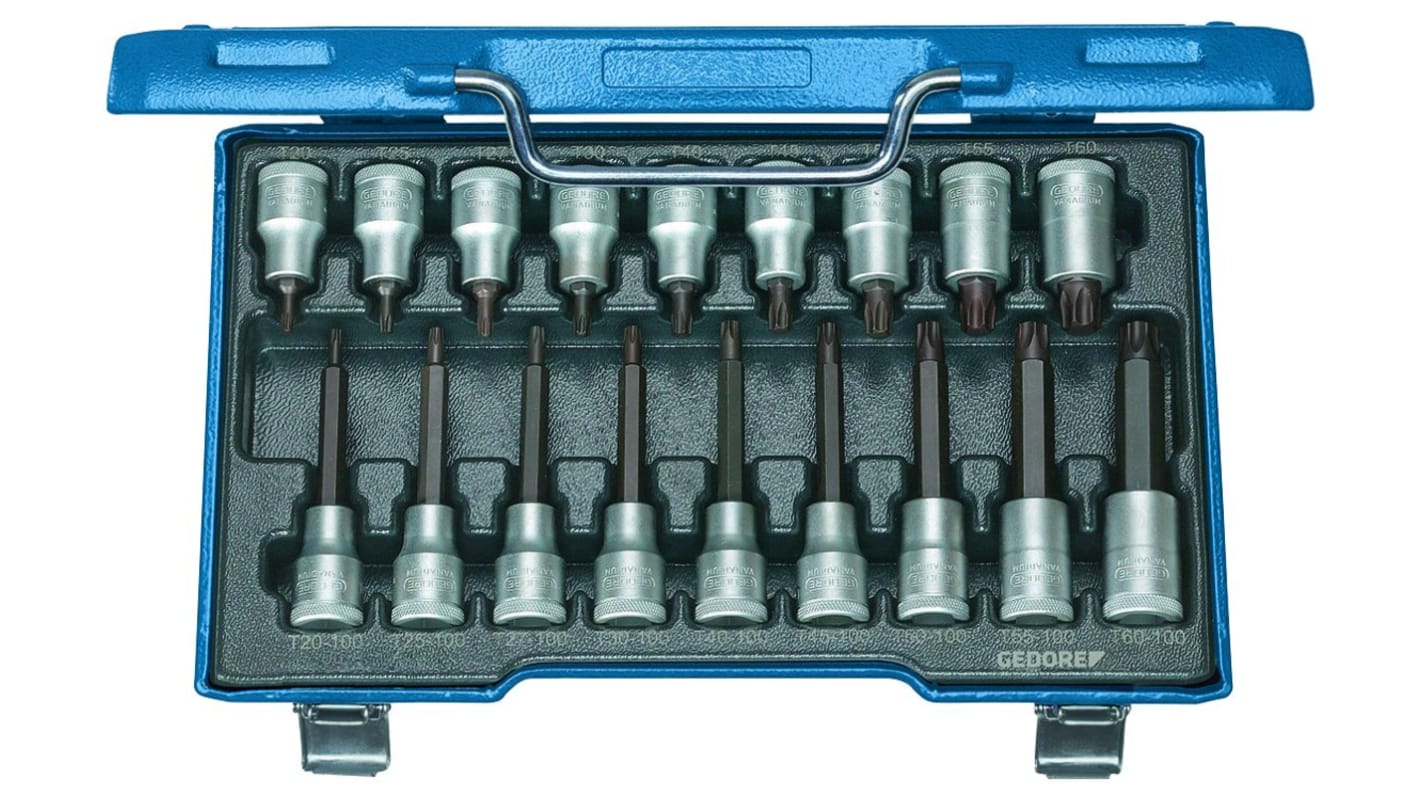 Set inserti per cacciaviti Gedore, 18 pezzi (Torx)