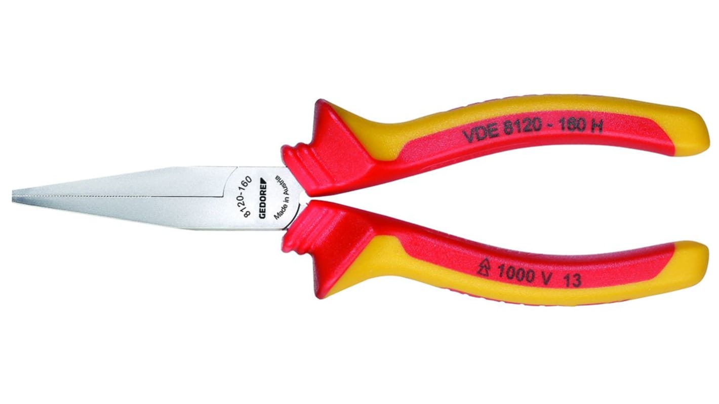 Gedore Pliers, 160 mm Overall, Straight Tip, 51mm Jaw