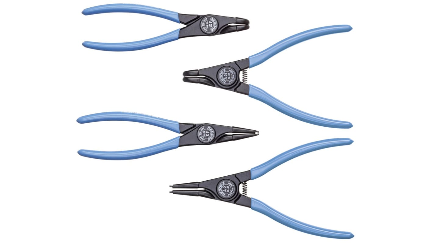 Gedore 4-Piece Circlip Plier Set, Angled, Straight Tip, 250 mm Overall