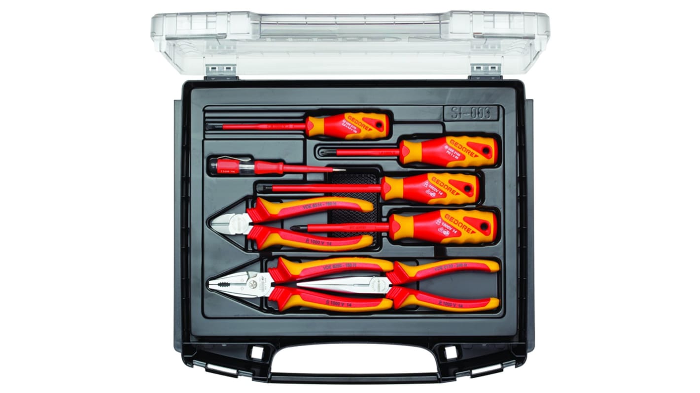 Kit de herramientas Gedore, Maletín de 8 piezas, para electricistas, aprobado VDE