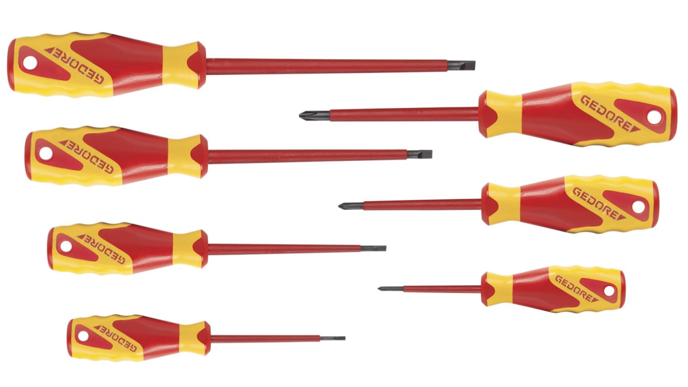 Gedore Phillips; Slotted Insulated Screwdriver Set, 7-Piece