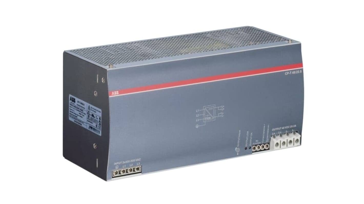 ABB CP-T Switched Mode DIN Rail Power Supply, 340 → 575 V ac / 480 → 820V dc ac, dc Input, 48V dc dc