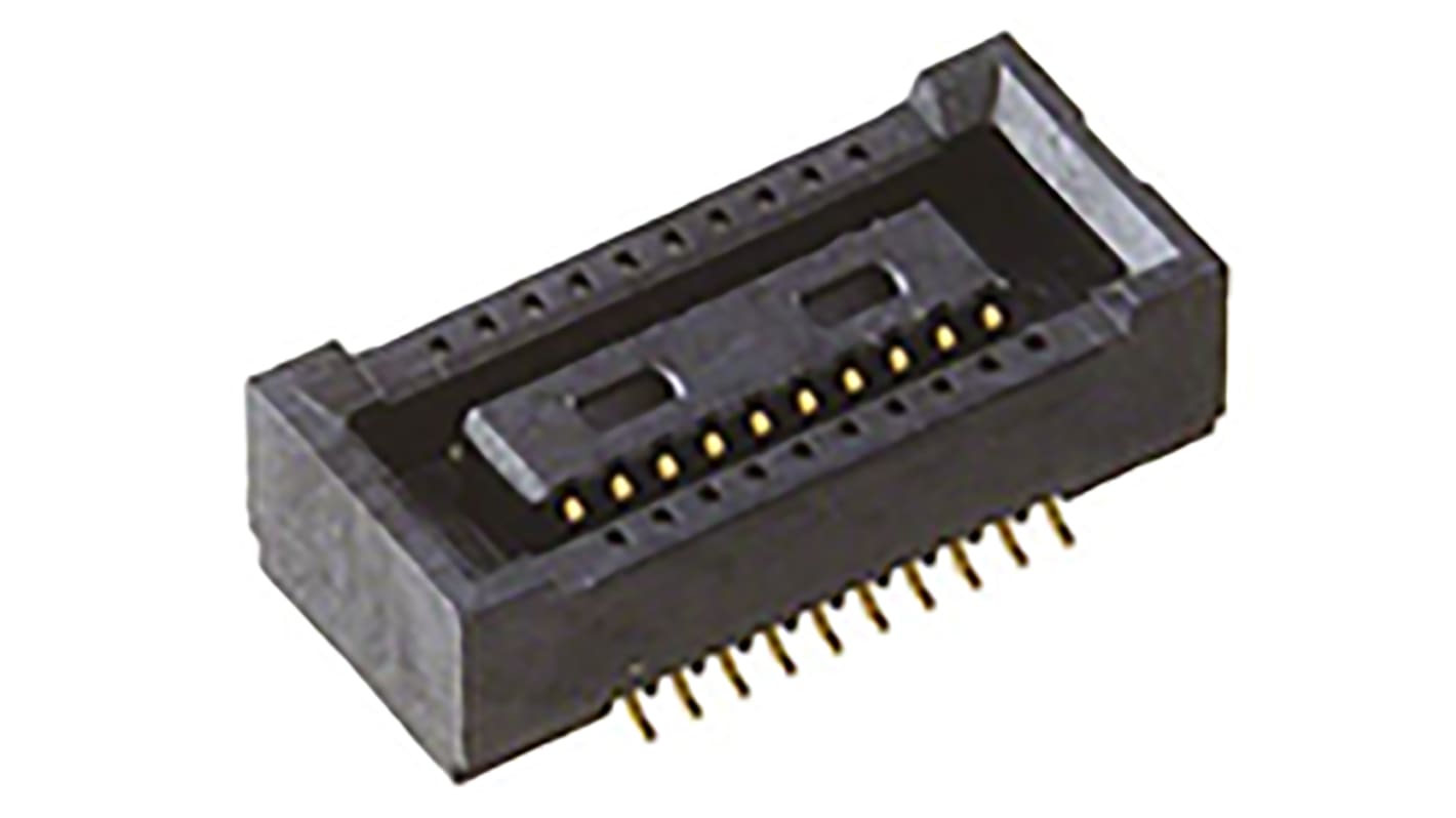 Hirose DF40 Series Straight Surface Mount PCB Socket, 20-Contact, 2-Row, 0.4mm Pitch, Solder Termination