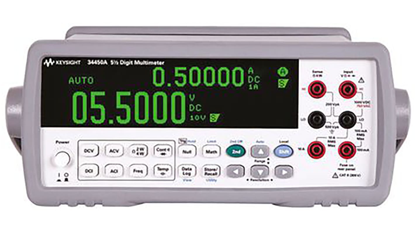 Keysight 34450A, Tisch Digital Multimeter, CAT I, CAT II 750V ac / 10A ac, 100MΩ, ISO-kalibriert