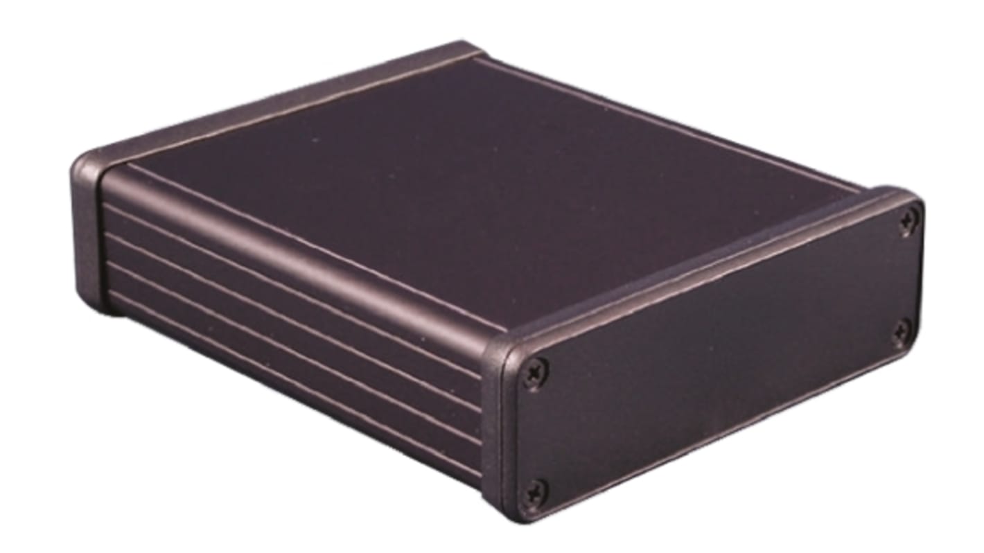 Hammond 1455 Series Black Aluminium Enclosure, IP54, Black Lid, 120 x 103 x 30.5mm