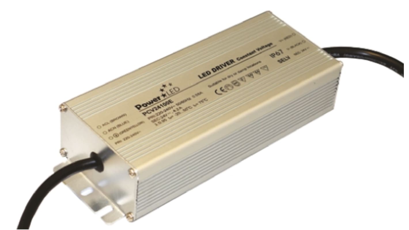 PowerLED LED Driver, 24V Output, 100W Output, 4.2A Output, Constant Voltage