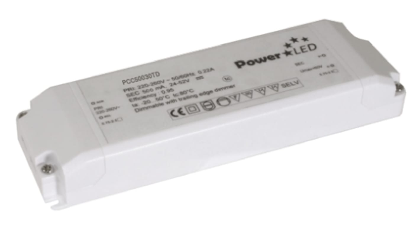 Driver LED PowerLED, 30W, IN 220 → 240V ca, OUT 30 → 56V, 500mA