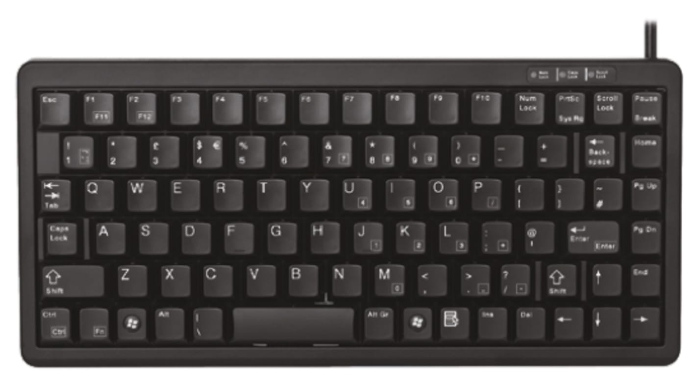 Cherry Tastatur QWERTZ Kabelgebunden Schwarz PS/2, USB Kompakt, 282 x 132 x 26mm