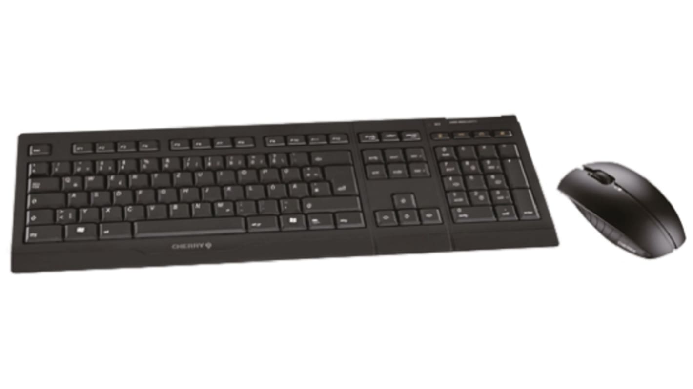 Juego de teclado y ratón Cherry JD-0400GB-2, Negro, Inalámbrico, QWERTY (UK), Estándar, USB