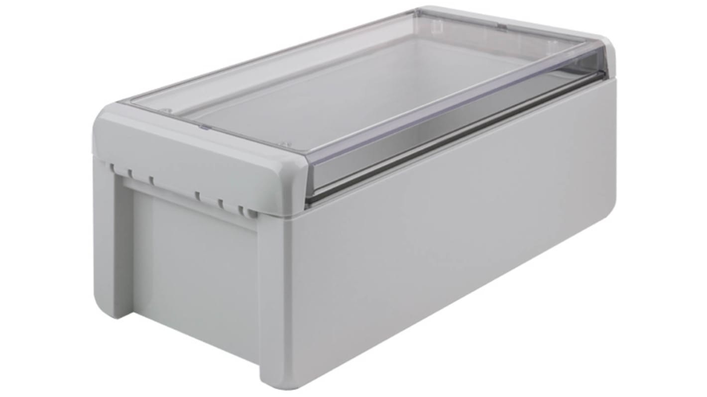 Bopla Bocube Series Light Grey Polycarbonate V0 Enclosure, IP66, IP68, IK07, Transparent Lid, 231 x 125 x 90mm