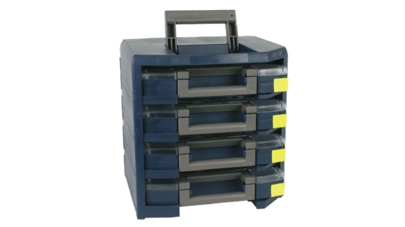 Caja organizadora Raaco de 4 compartimentos Azul, 347mm x 305mm x 342mm