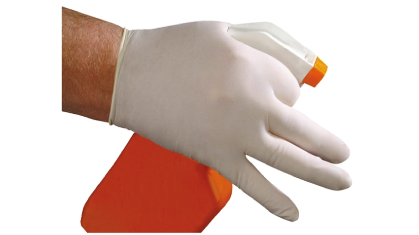 BM Polyco Natural Colour Powdered Latex Disposable Gloves, Size 9.5, XL, 100 per Pack