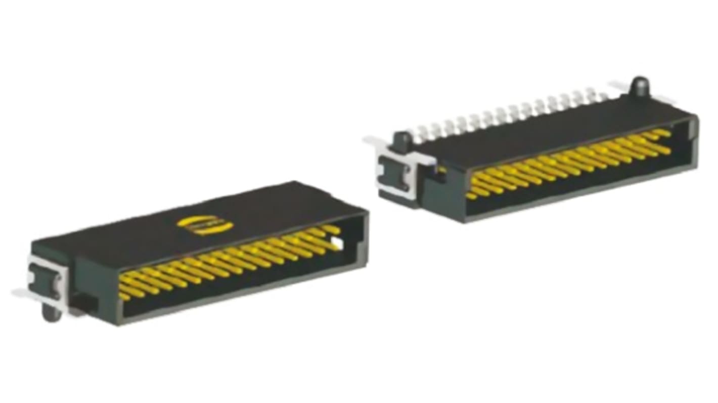 Conector macho para PCB Ángulo de 90° Harting serie Har-Flex de 12 vías, 2 filas, paso 1.27mm, para soldar, Montaje