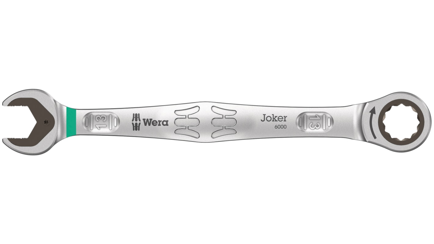 Wera Joker, SW 13 mm Gabel‑Ring Ratschenschlüssel doppelseitig CrMo-Stahl, Länge 177 mm