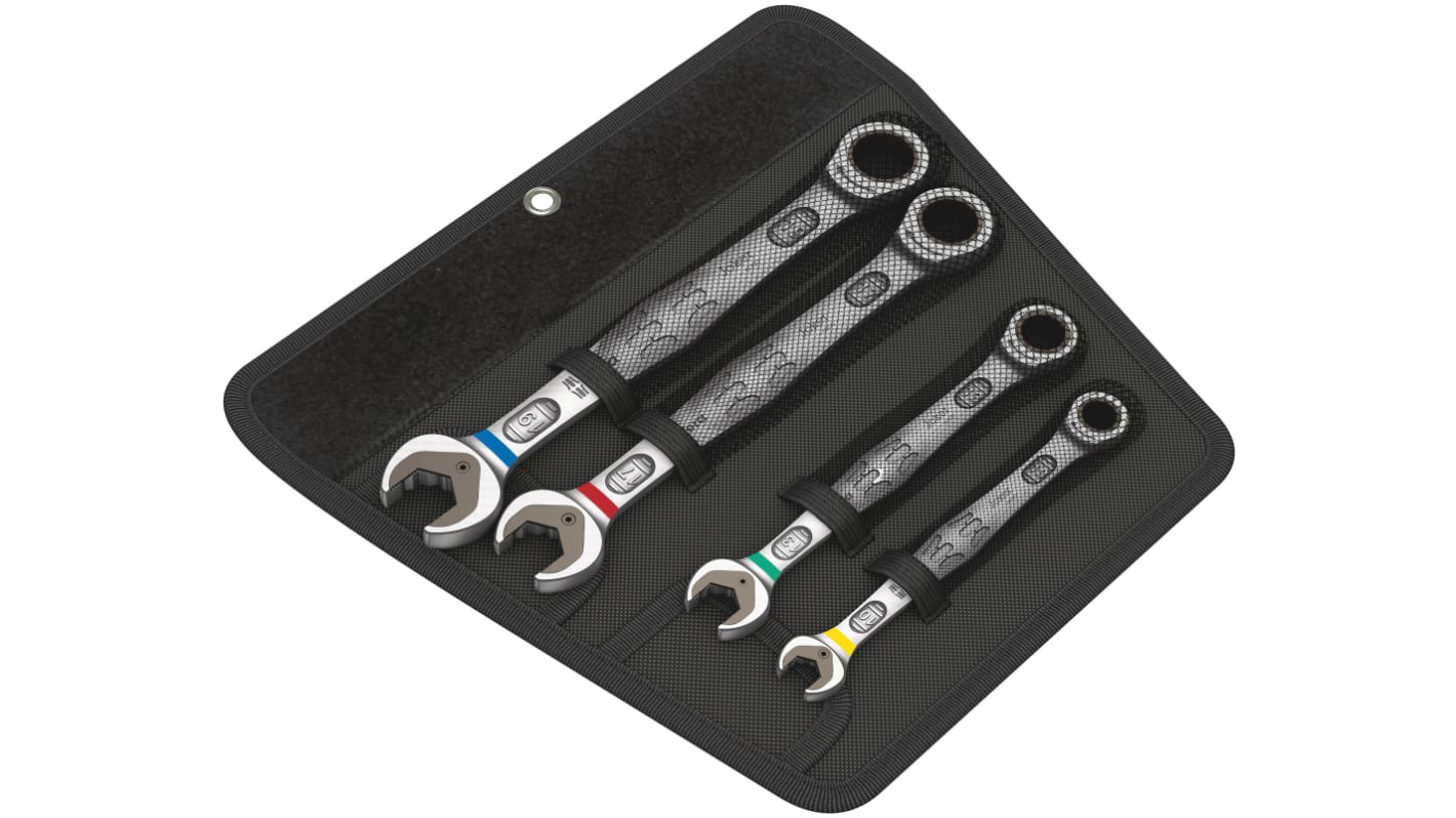 Wera Joker 6000 Series 4-Piece Spanner Set, 10 → 19 mm, Chrome Molybdenum Steel