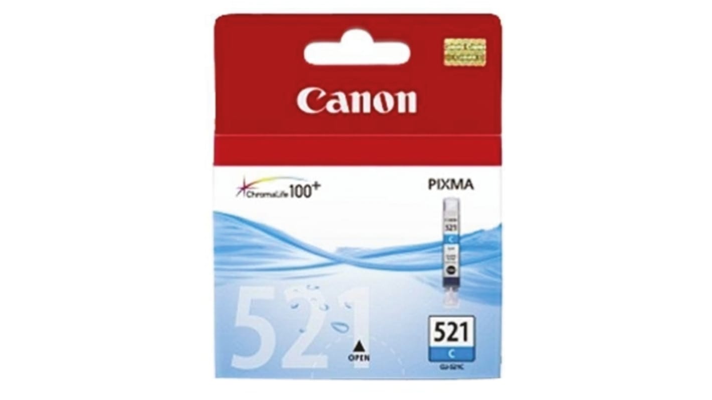 Cartouche d'encre Canon CLI-521C Cyan, pour iP3600, iP4600, iP4600x, MP540, MP540x, MP550, MP560, MP620, MP620B, MP630,