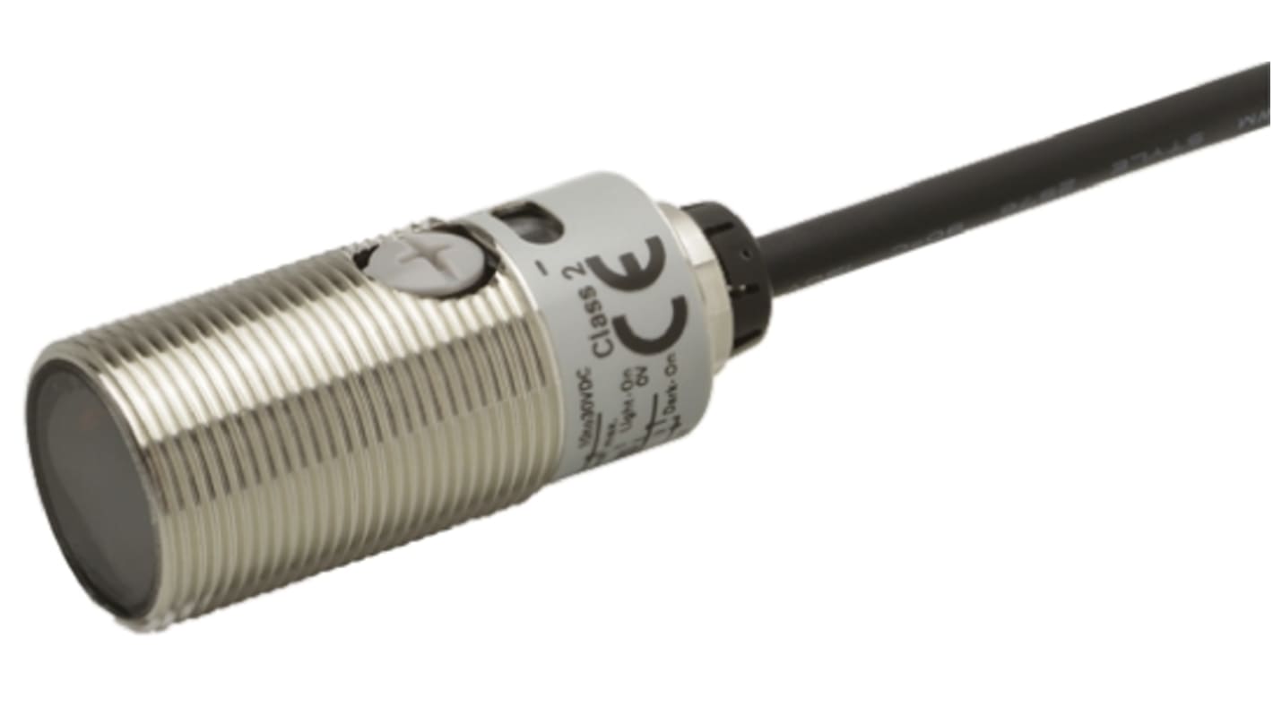 Omron Diffuse Photoelectric Sensor, Barrel Sensor, 100 mm Detection Range