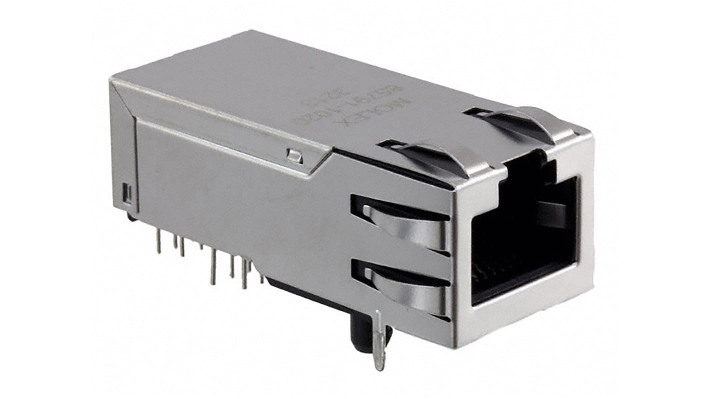 Molex PDJack Cat.5, Cat.5e RJ45-Steckverbinder Buchse 8P8C-polig, Leiterplatten-Montage abgewinkelt