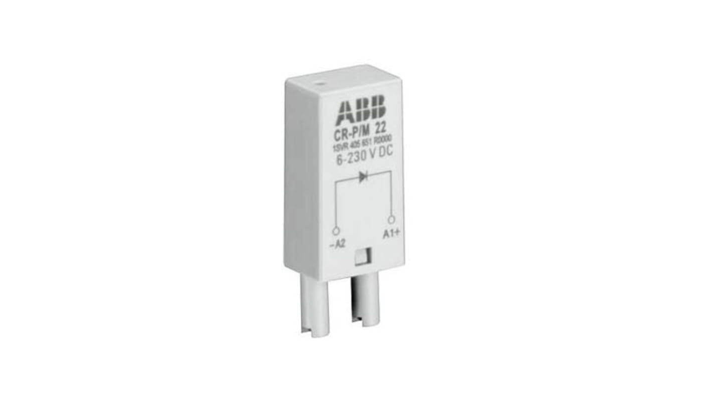 Support relais ABB 2 contacts, Enfichable, 110 → 230V c.a. / V c.c., pour Relais PCB série CR-P