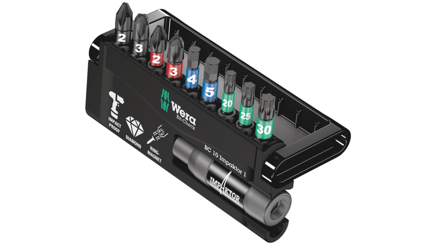 05057680001 Wera Impact Bit Set 10 Pieces, Hexagon RS