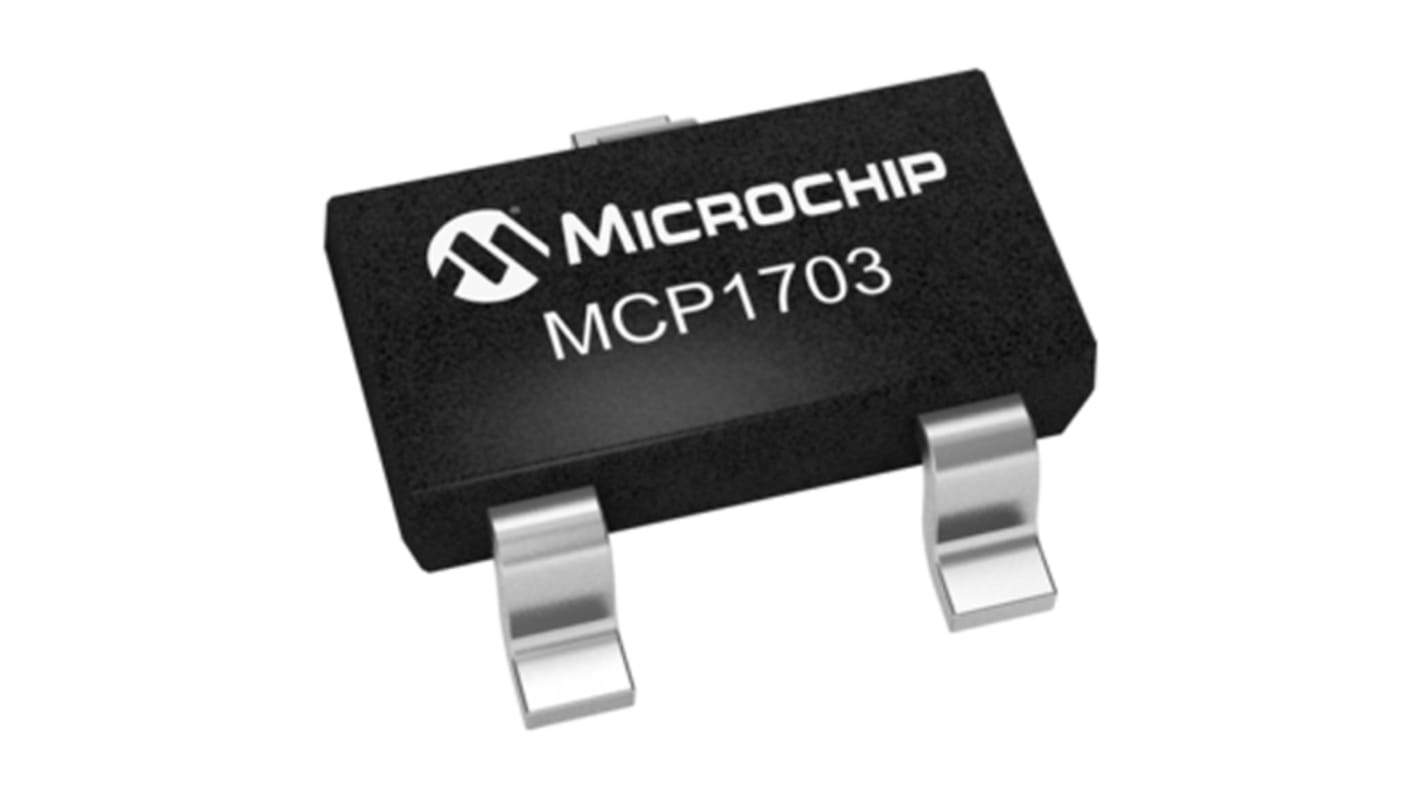 Microchip 電圧レギュレータ 低ドロップアウト電圧 5 V, 3-Pin, MCP1703T-5002E/CB