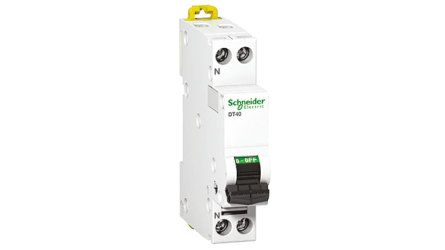 Schneider Electric Acti 9 DT40 MCB Mini Circuit Breaker, 4A Curve D, 240V AC, 10 kA Breaking Capacity