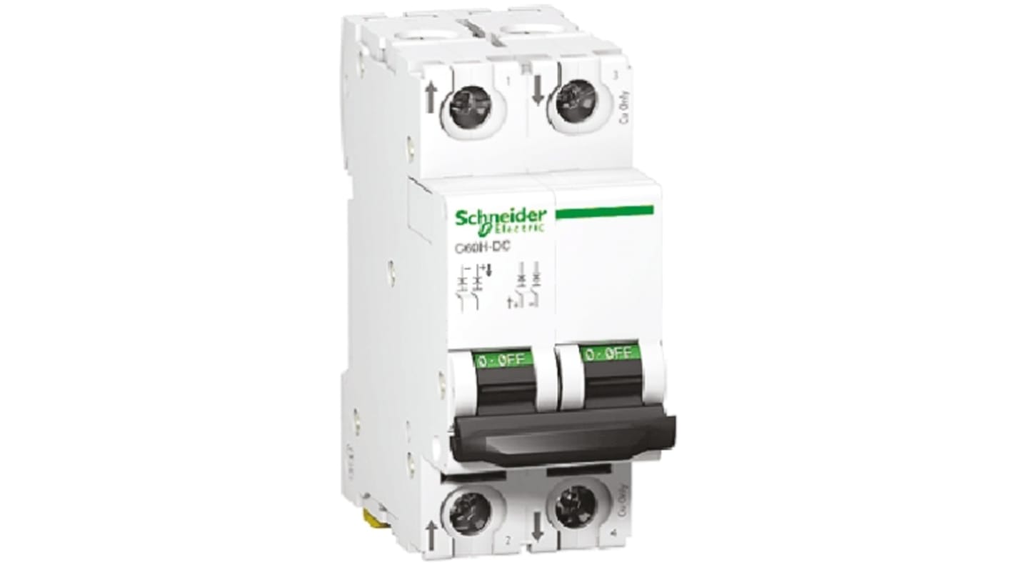 A9N61524 | Schneider Electric Acti 9 C60H-DC MCB, 2P, 4A Curve C, 500V ...