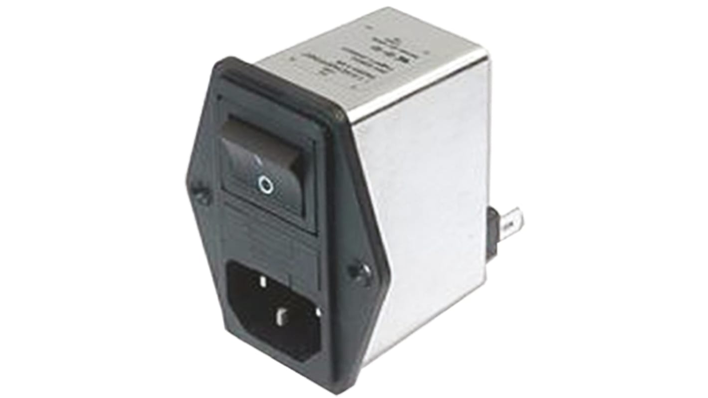 Filtro IEC Schaffner con conector C14, 250 V ac, 1.2A, 50 → 400Hz, con 1 fusible de 5 x 20mm, con interrruptor