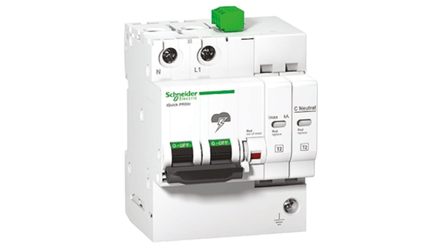 A9L16298 Schneider Electric 1+N Phase Surge Protector, 2kA, 1.5kV