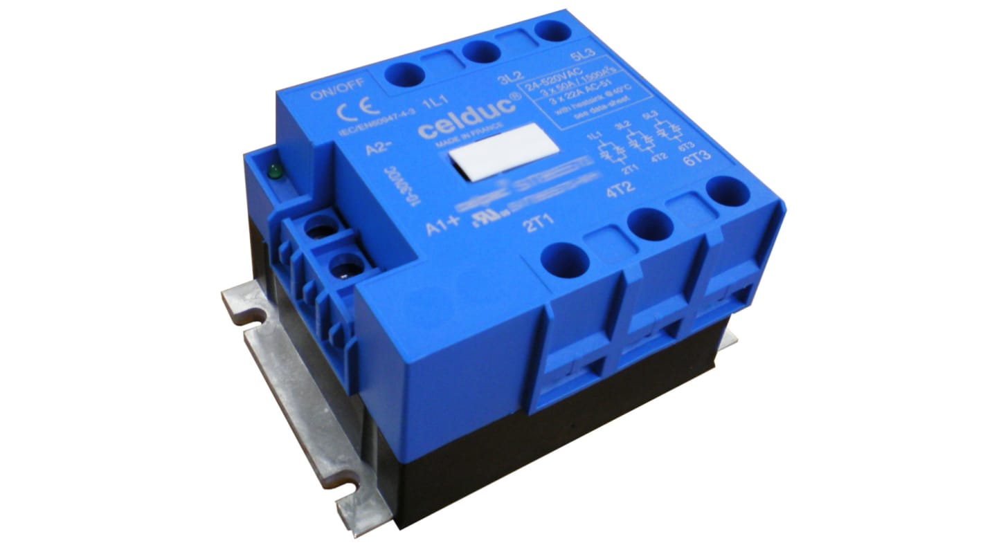 Celduc SVT Series Solid State Relay, 95 A Load, Panel Mount, 520 V ac Load, 30 V dc Control