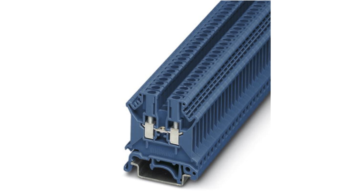 Phoenix Contact UK 3 N BU Series Blue DIN Rail Terminal Block, Single-Level, Screw Termination