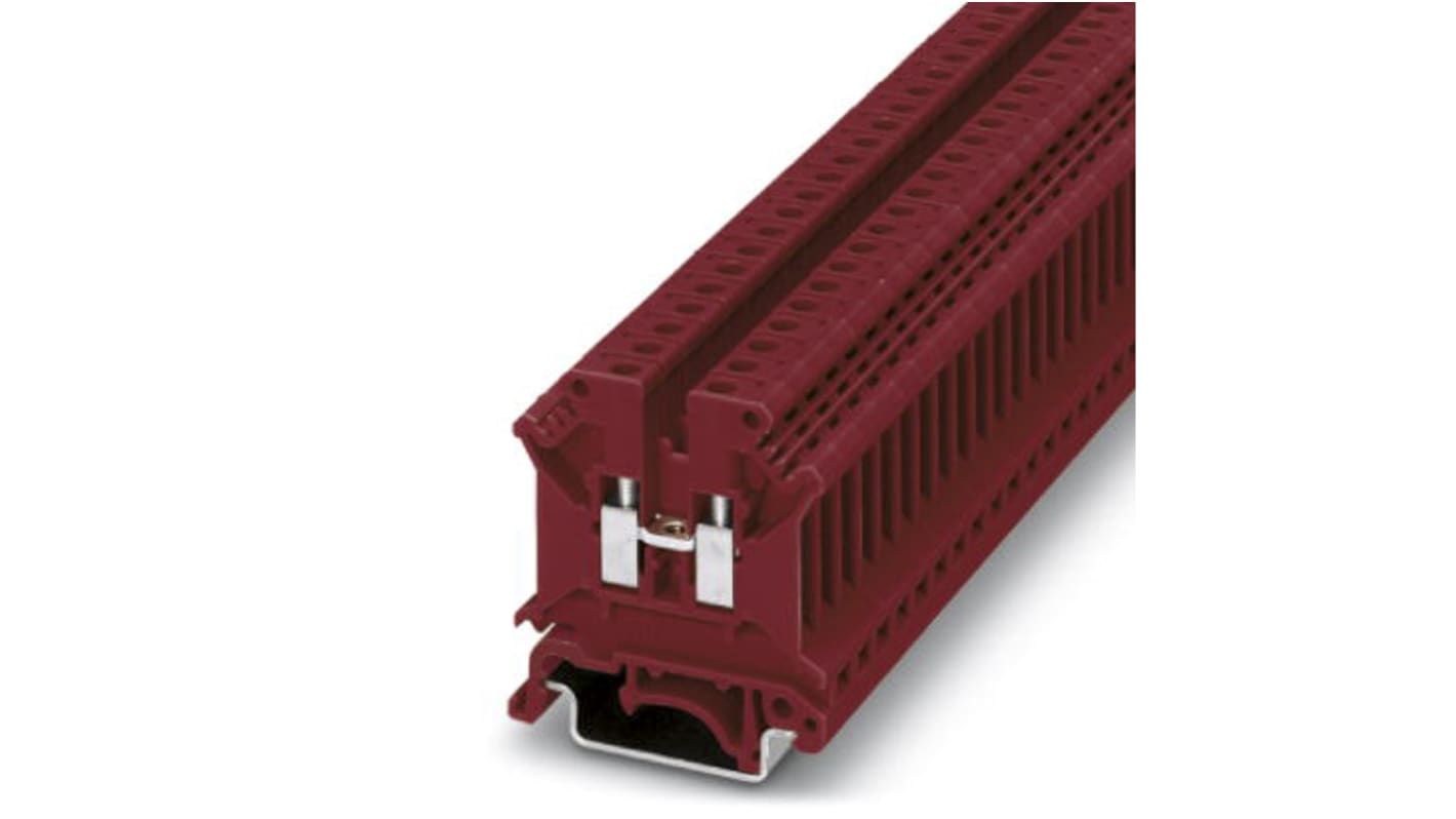 Phoenix Contact UK 5 N RD Series Red DIN Rail Terminal Block, Single-Level, Screw Termination