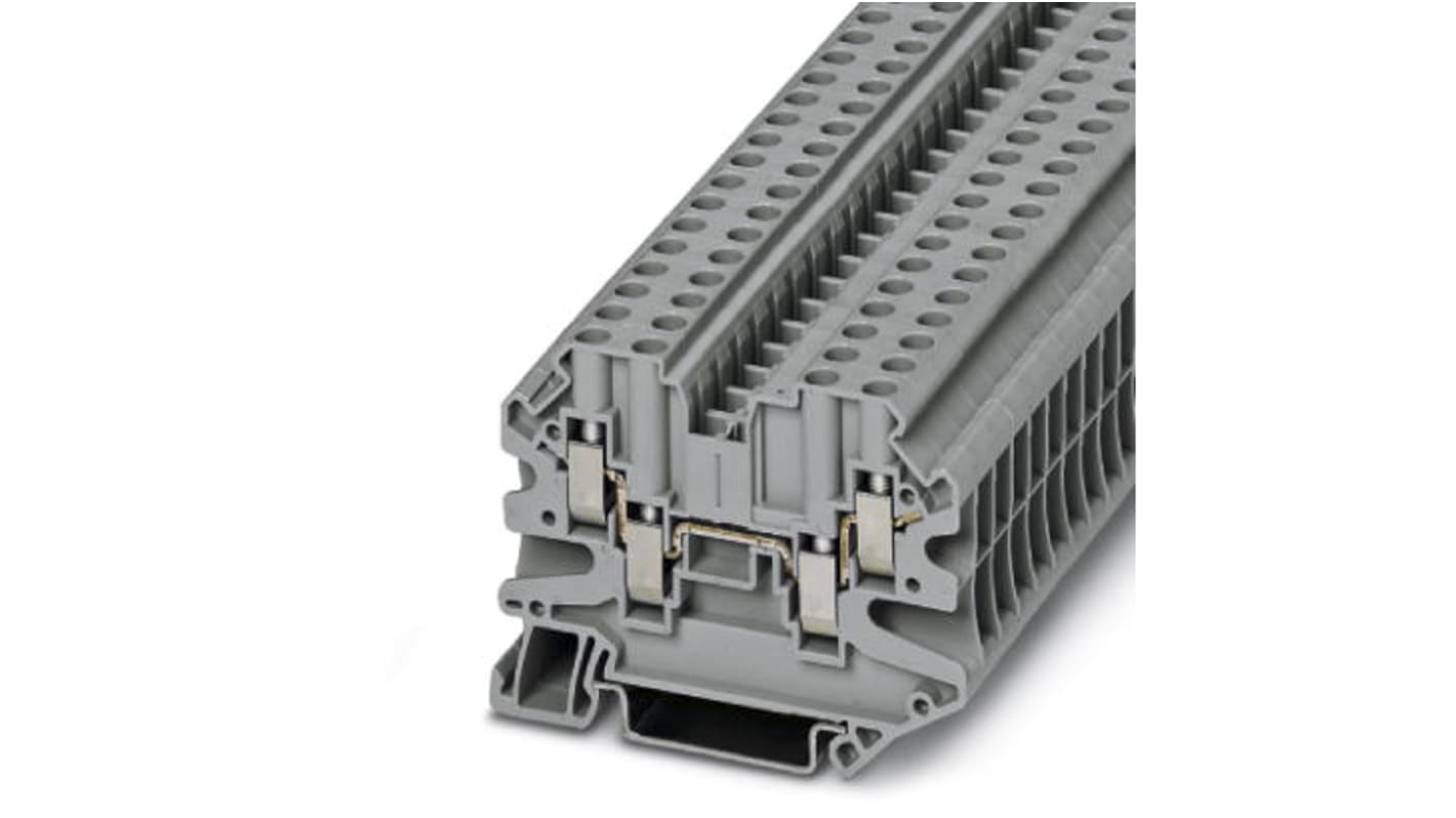 Phoenix Contact UT 4-QUATTRO HV Series Grey DIN Rail Terminal Block, Single-Level, Screw Termination