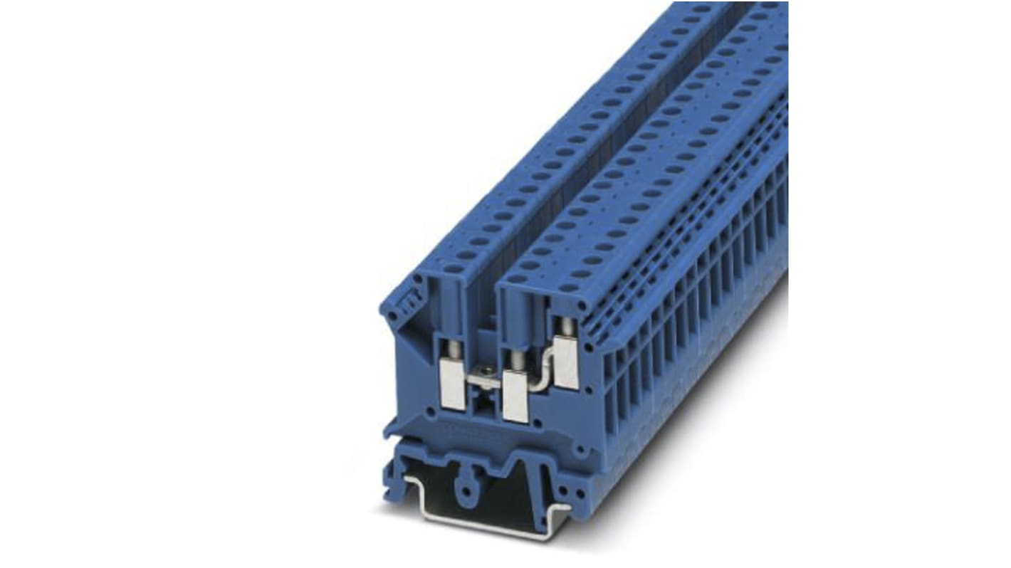 Phoenix Contact UK 5-TWIN BU Series Blue Fused DIN Rail Terminal, Double-Level, Screw Termination, Fused