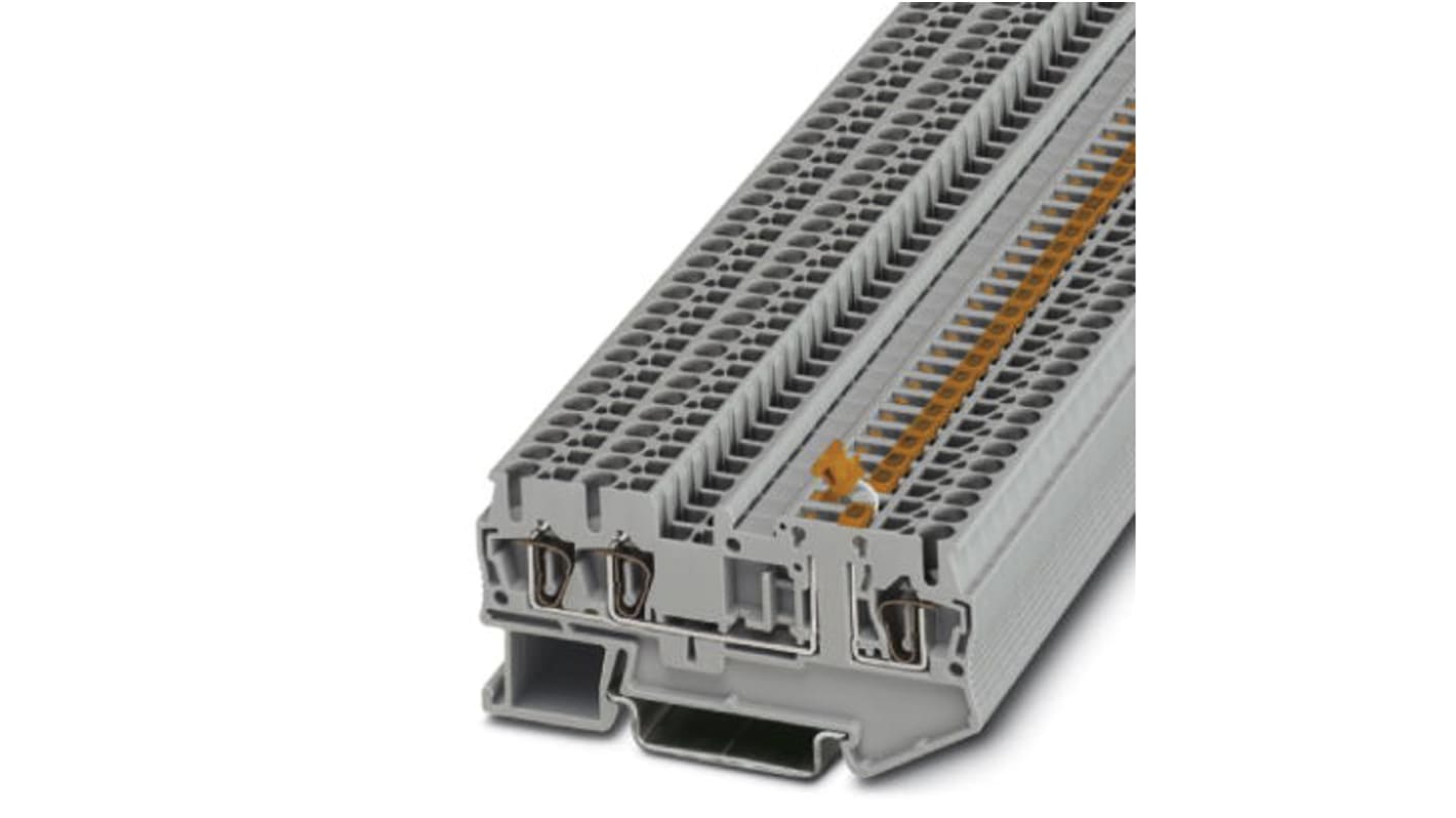 Phoenix Contact ST 2.5-TWIN-MT Series Grey DIN Rail Terminal Block, Single-Level, Spring Clamp Termination