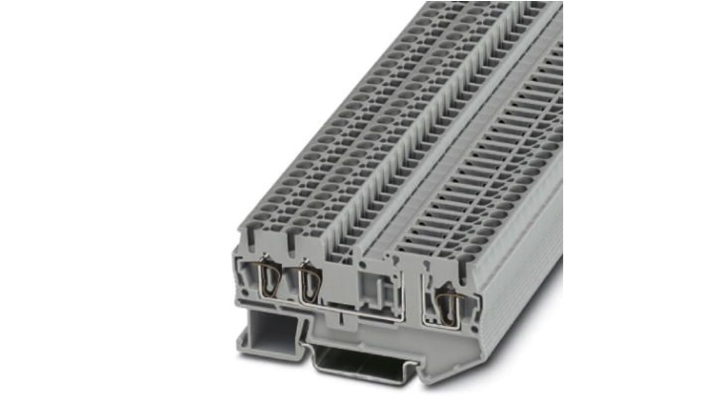 Phoenix Contact ST 2.5-TWIN-TG Series Grey DIN Rail Terminal Block, Single-Level, Spring Clamp Termination