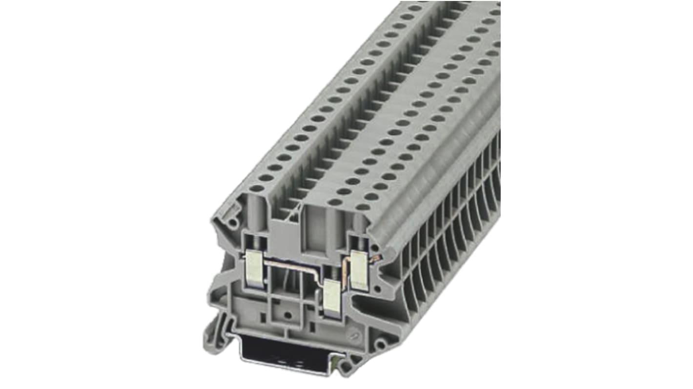 Phoenix Contact UT 4-TWIN Series Grey Feed Through Terminal Block, Single-Level, Screw Termination