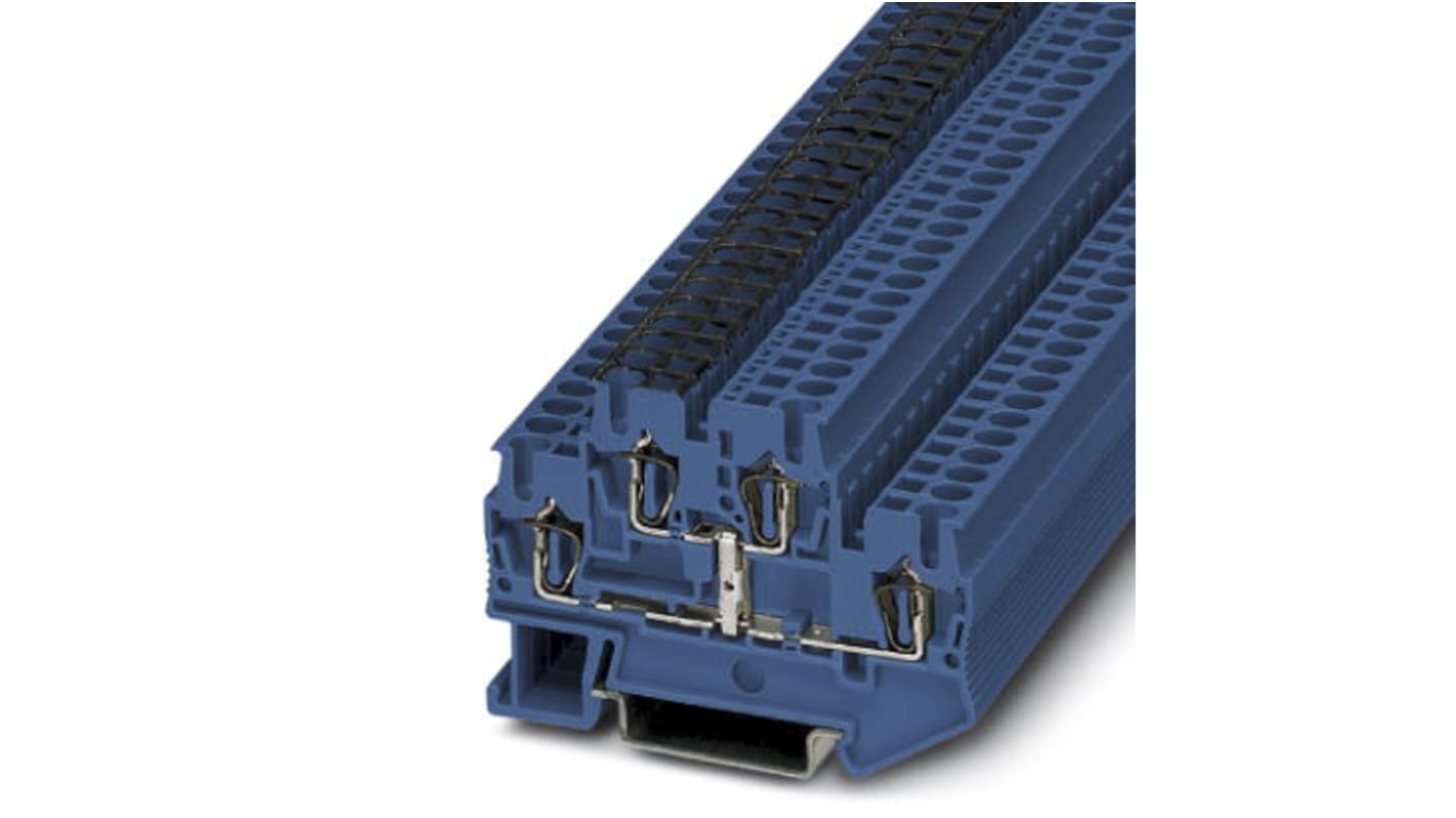 Phoenix Contact STTB 2.5-PV BU Series Blue DIN Rail Terminal Block, Double-Level, Spring Clamp Termination