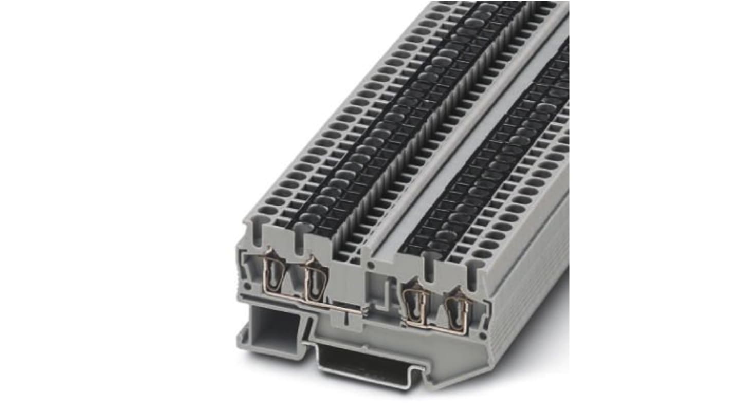 Phoenix Contact ST 2.5-QUATTRO-U Series Grey DIN Rail Terminal Block, Single-Level, Spring Clamp Termination