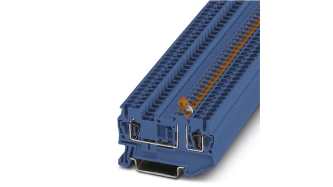 Phoenix Contact ST 2.5-MT BU Series Blue DIN Rail Terminal Block, Single-Level, Spring Clamp Termination