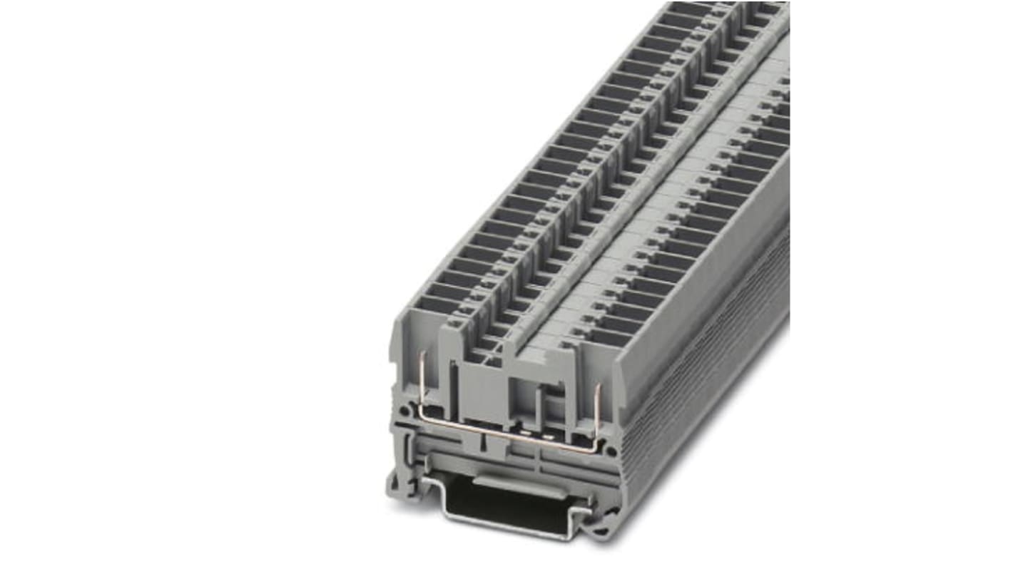 Phoenix Contact ST Clipline Series Grey DIN Rail Terminal Block, Single-Level, Spring Clamp Termination