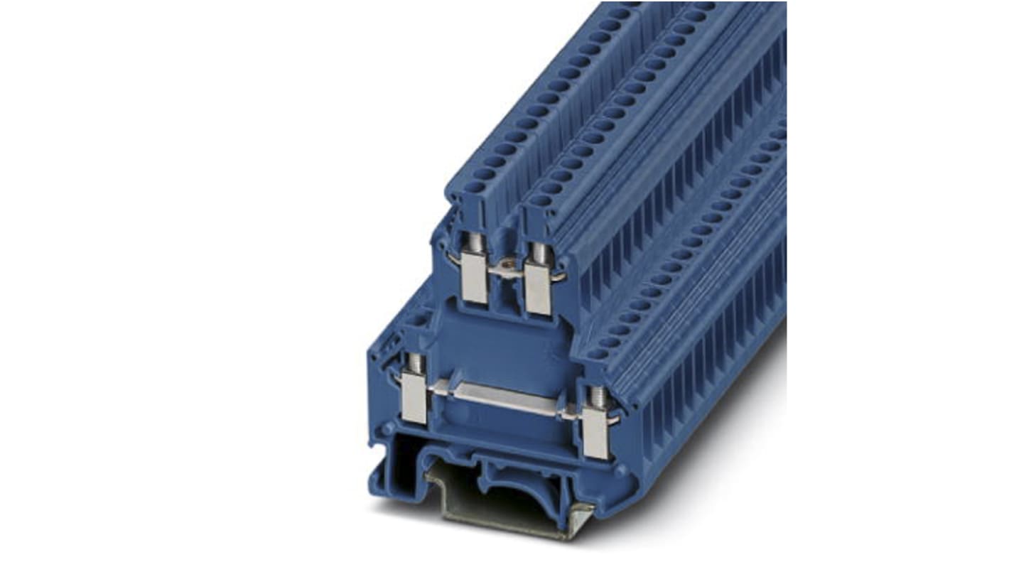 Phoenix Contact UKK 3 BU Series Blue Feed Through Terminal Block, Double-Level, Screw Termination