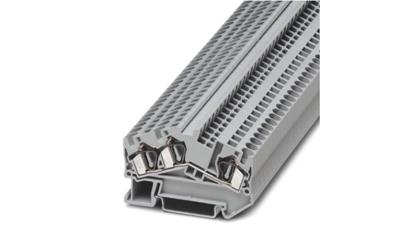 Phoenix Contact STS 4-TWIN Series Grey DIN Rail Terminal Block, Single-Level, Spring Clamp Termination